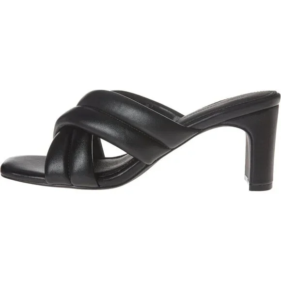 🆕Women's Crossover Heeled Sandal Pump Black Faux Leather, Stylish & Chic - Picture 5 of 8